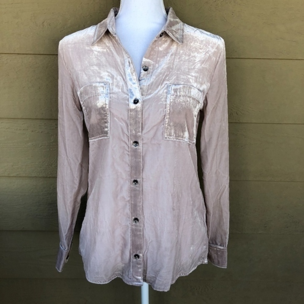 Splendid Crushed Velvet Shirt Size S - Picture 2 of 9